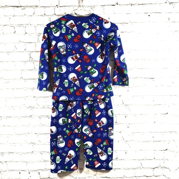 The Childrens Place blue fleece snowman PJ set - Picture 2 of 7